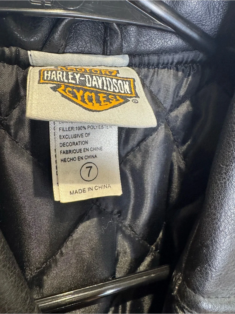 Harley Davidson Motorcycle Kid's Size 7 Faux Leather Jacket Black Biker